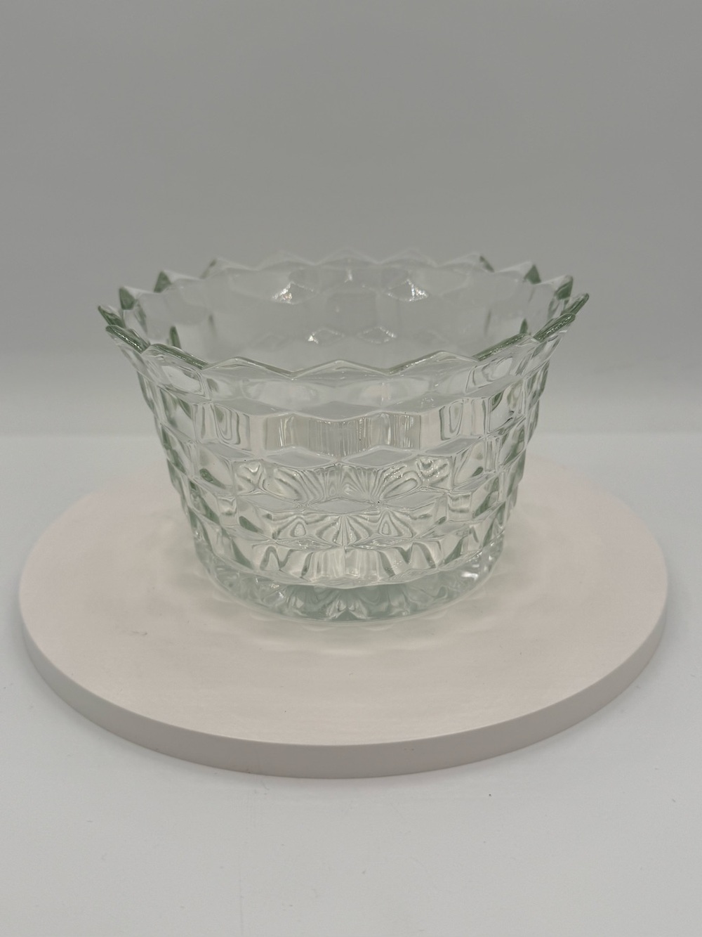 Vintage Fostoria American Cubist clear pressed glass bowl